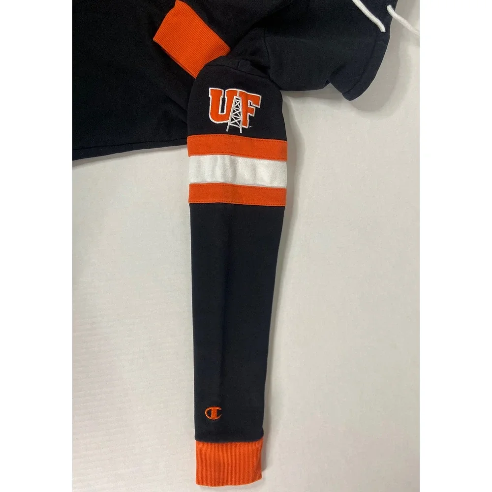 Champion‎ Finley Pullover Hoodie Black Orange White Stripe Size M